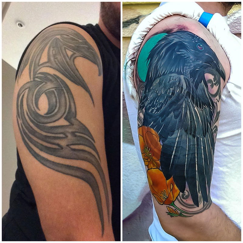 Raven cover up tattoo