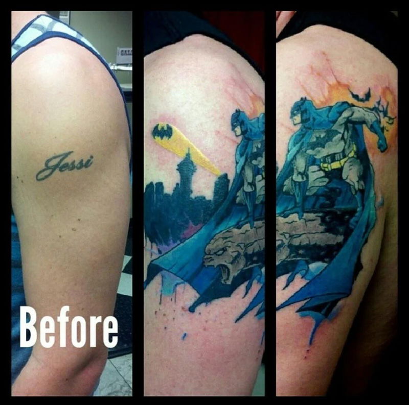 Batman tattoo cover up