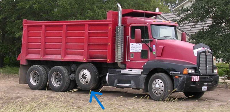 dump truck raised wheel