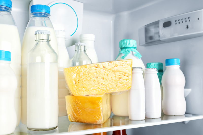 Milk stored in refrigerator