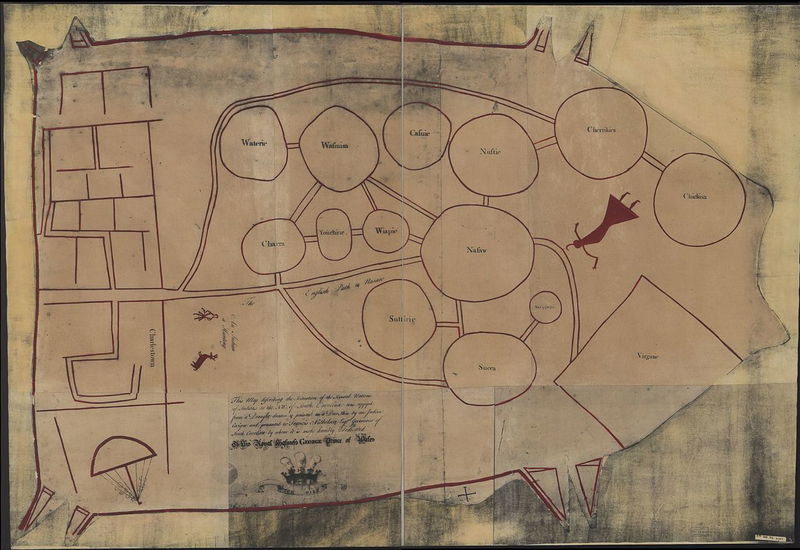 Indians NW of South Carolina, the Native American Catawba map