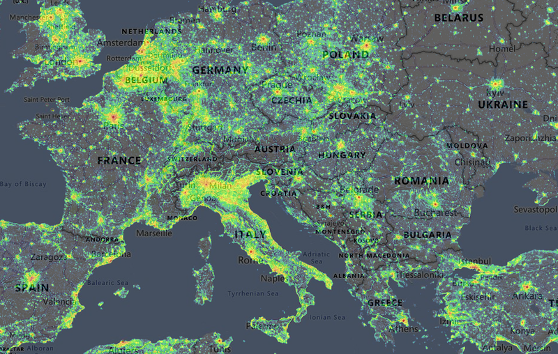 light pollution map