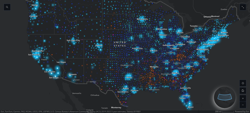 US nationwide wealth map