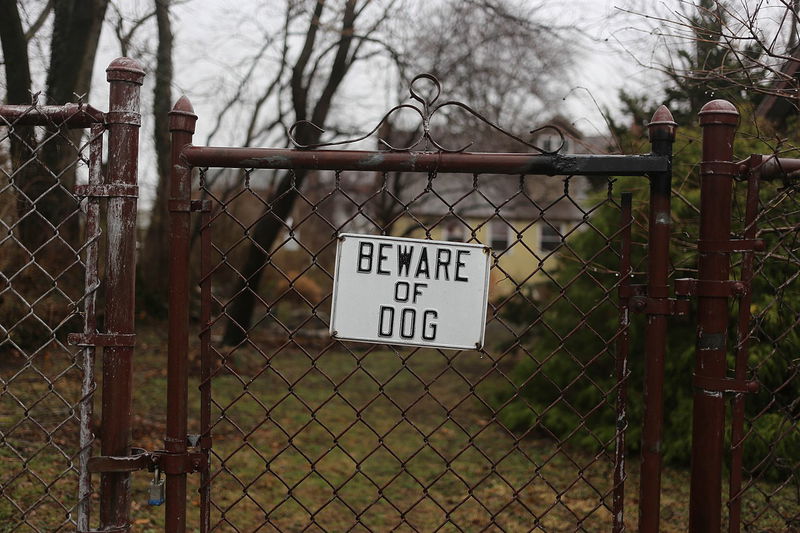 Beware of dog sign